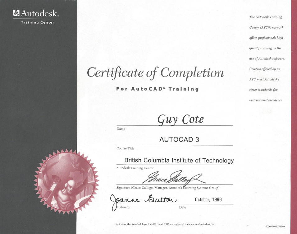 ACad3D Certificate